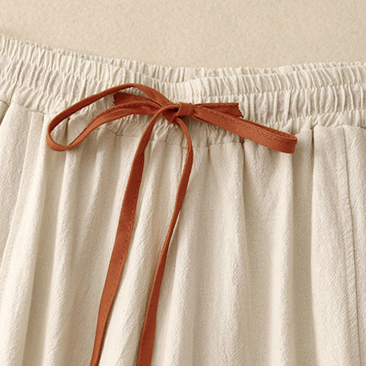 Pantaloni larghi da donna in lino di cotone con coulisse, casual, semplici, con tasche, modello Buddha Stones