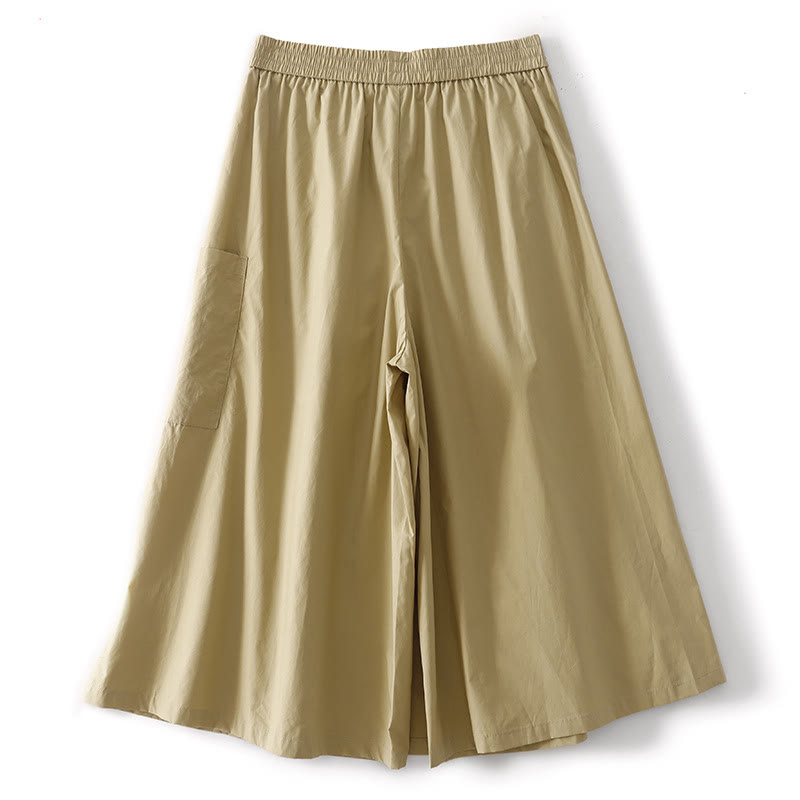 Pantaloni larghi da donna in cotone e lino, casual, irregolari, tinta unita, lunghezza 7-8, Buddha Stones