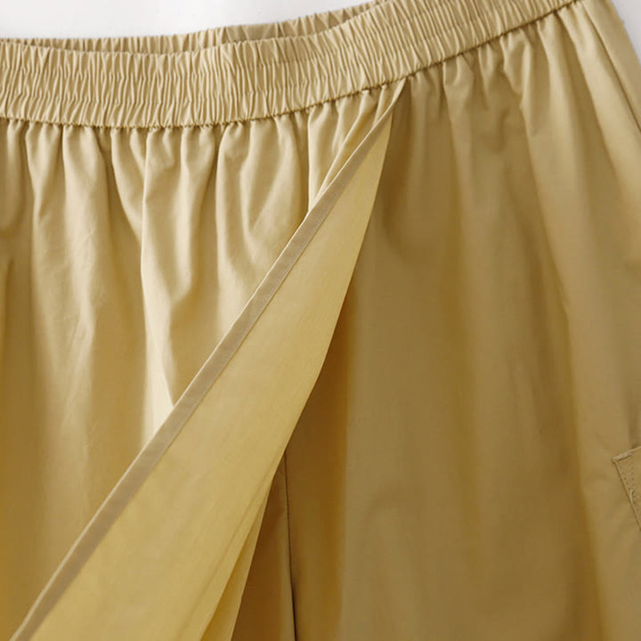 Pantaloni larghi da donna in cotone e lino, casual, irregolari, tinta unita, lunghezza 7-8, Buddha Stones