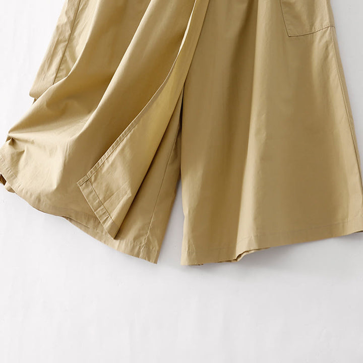 Pantaloni larghi da donna in cotone e lino, casual, irregolari, tinta unita, lunghezza 7-8, Buddha Stones