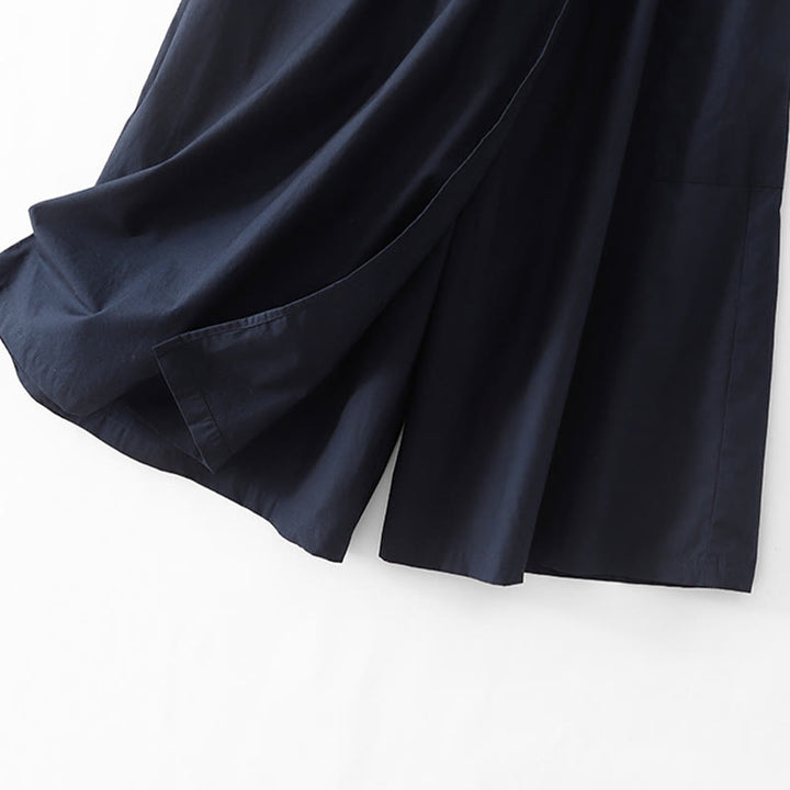 Pantaloni larghi da donna in cotone e lino, casual, irregolari, tinta unita, lunghezza 7-8, Buddha Stones
