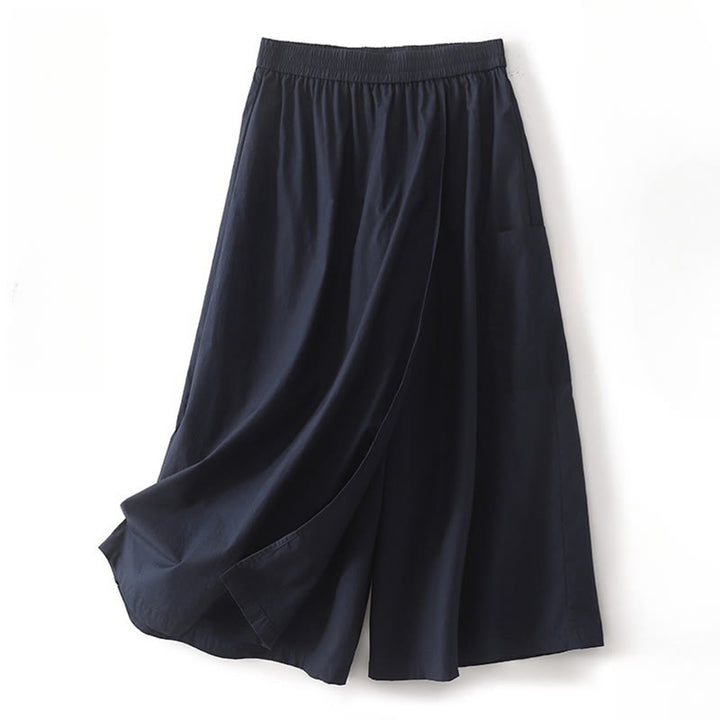 Pantaloni larghi da donna in cotone e lino, casual, irregolari, tinta unita, lunghezza 7-8, Buddha Stones