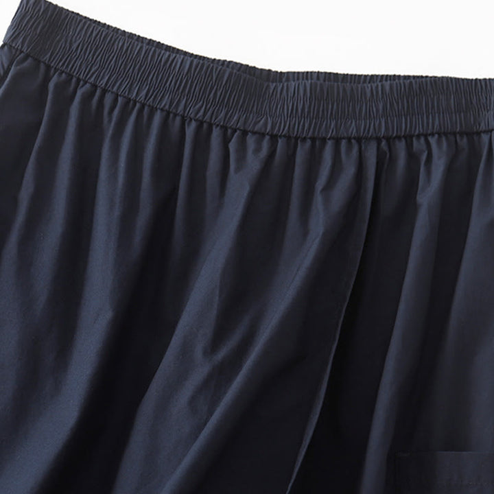 Pantaloni larghi da donna in cotone e lino, casual, irregolari, tinta unita, lunghezza 7-8, Buddha Stones