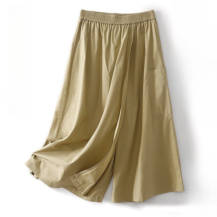 Pantaloni larghi da donna in cotone e lino, casual, irregolari, tinta unita, lunghezza 7-8, Buddha Stones