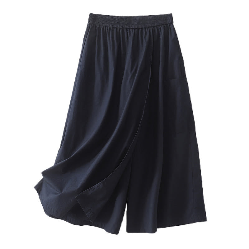 Pantaloni larghi da donna in cotone e lino, casual, irregolari, tinta unita, lunghezza 7-8, Buddha Stones