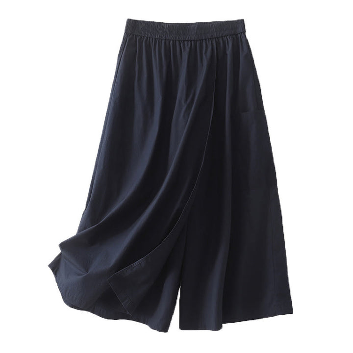 Pantaloni larghi da donna in cotone e lino, casual, irregolari, tinta unita, lunghezza 7-8, Buddha Stones