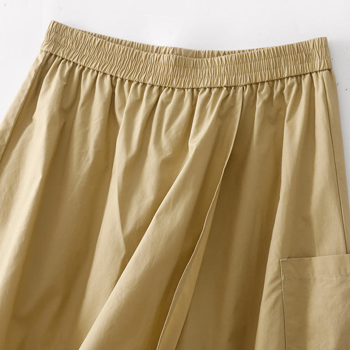 Pantaloni larghi da donna in cotone e lino, casual, irregolari, tinta unita, lunghezza 7-8, Buddha Stones