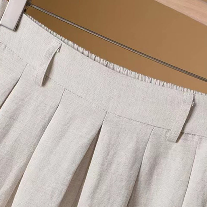 Pantaloni a gamba larga da donna in cotone e lino, lunghezza 7-8, casual, estivi, colore puro, Buddha Stones