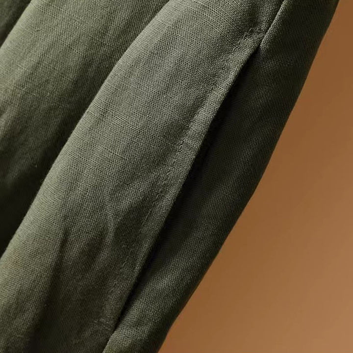 Pantaloni a gamba larga da donna in cotone e lino, lunghezza 7-8, casual, estivi, colore puro, Buddha Stones