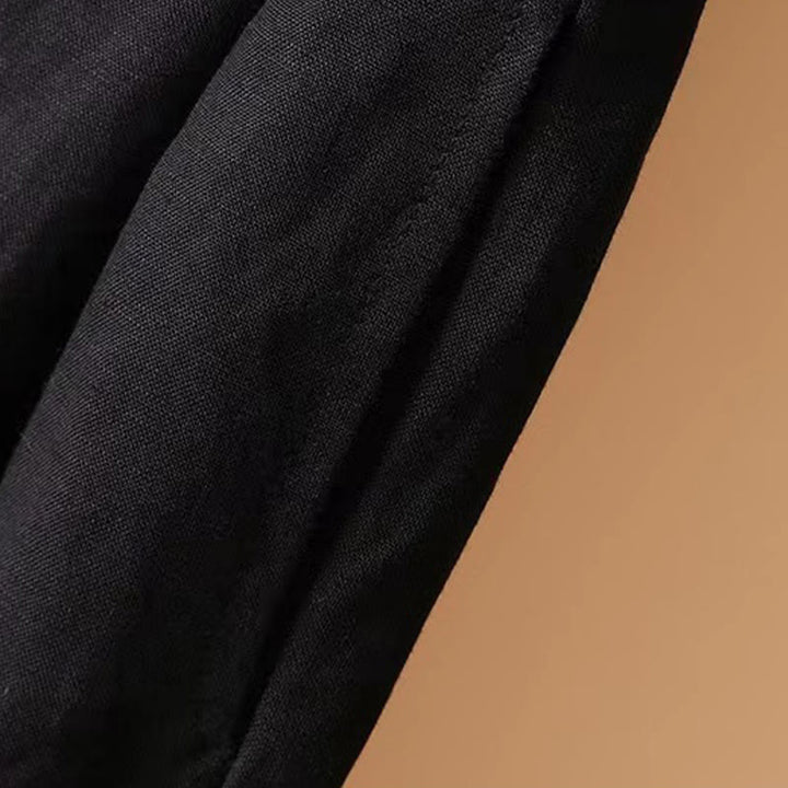 Pantaloni a gamba larga da donna in cotone e lino, lunghezza 7-8, casual, estivi, colore puro, Buddha Stones