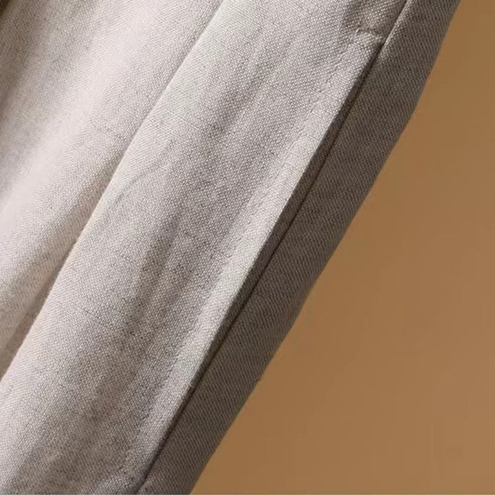 Pantaloni a gamba larga da donna in cotone e lino, lunghezza 7-8, casual, estivi, colore puro, Buddha Stones
