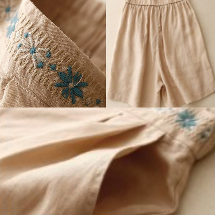 Pantaloncini da donna estivi casual con ricami floreali, pieghe, cerniera e bottoni, in poliestere, con motivo Buddha Stones. - image 25
