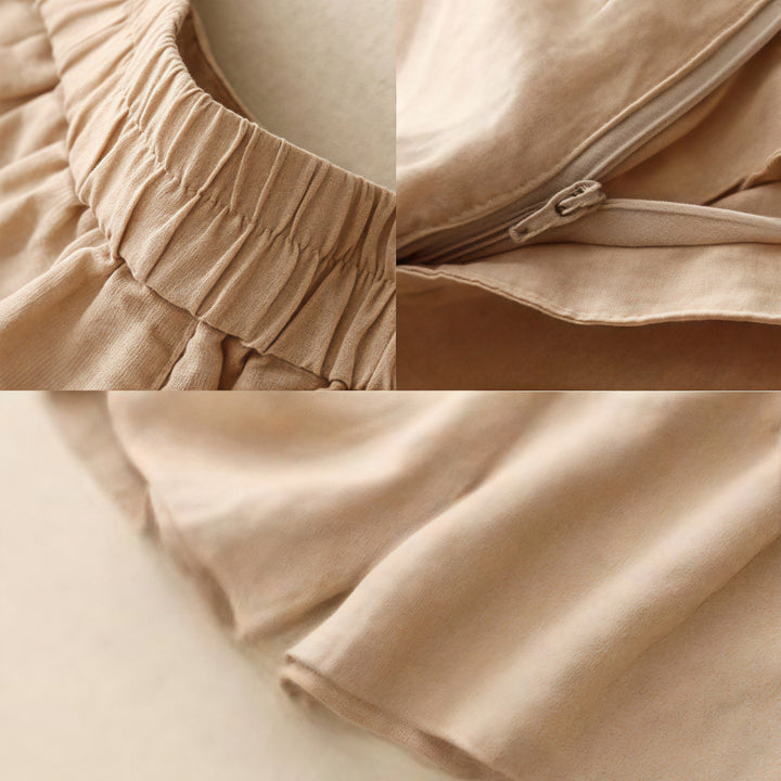 Pantaloncini da donna estivi casual con ricami floreali, pieghe, cerniera e bottoni, in poliestere, con motivo Buddha Stones. - image 26