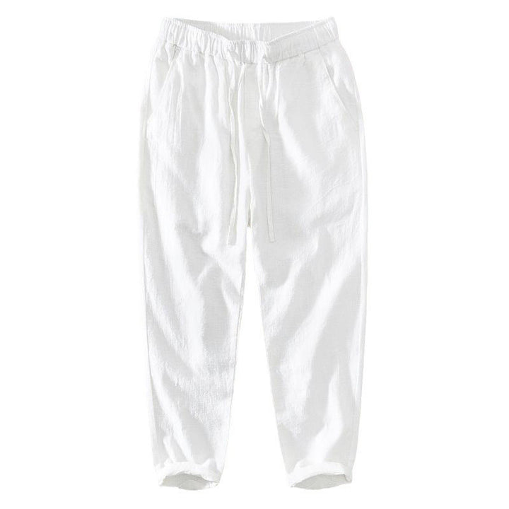 Pantaloni da uomo in lino ramiè con coulisse estiva casual Buddha Stones con tasche