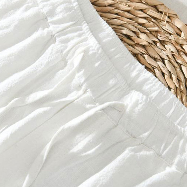 Pantaloni da uomo in lino ramiè con coulisse estiva casual Buddha Stones con tasche - image 4