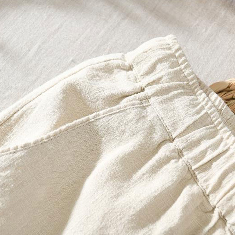 Pantaloni da uomo in lino ramiè con coulisse estiva casual Buddha Stones con tasche - image 18