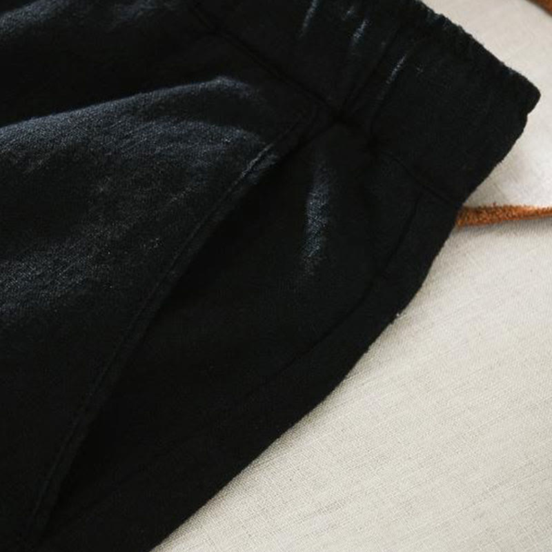 Pantaloni da uomo in lino ramiè con coulisse estiva casual Buddha Stones con tasche - image 11