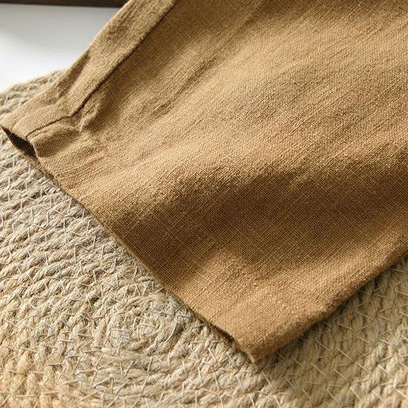 Pantaloni da uomo in lino ramiè con coulisse estiva casual Buddha Stones con tasche - image 23