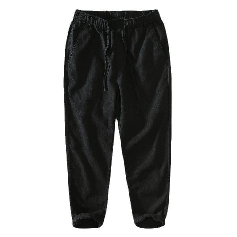 Pantaloni da uomo in lino ramiè con coulisse estiva casual Buddha Stones con tasche