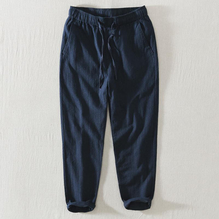 Pantaloni da uomo in lino ramiè con coulisse estiva casual Buddha Stones con tasche