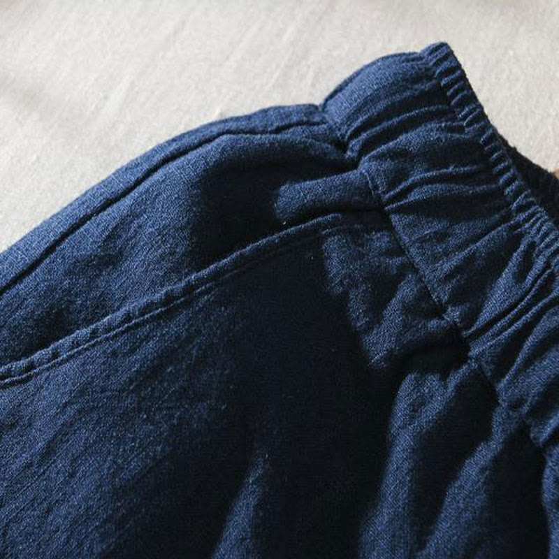 Pantaloni da uomo in lino ramiè con coulisse estiva casual Buddha Stones con tasche - image 15