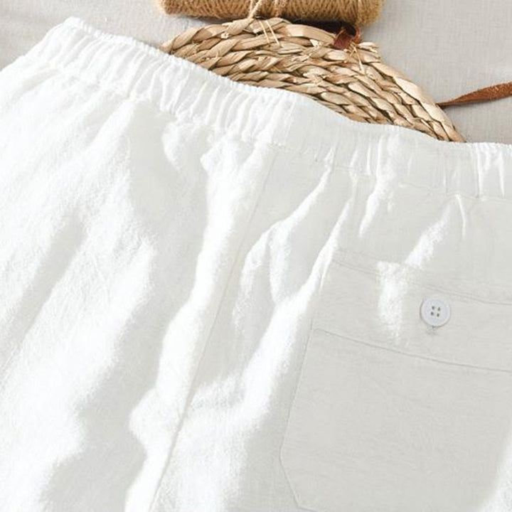 Pantaloni da uomo in lino ramiè con coulisse estiva casual Buddha Stones con tasche - image 5