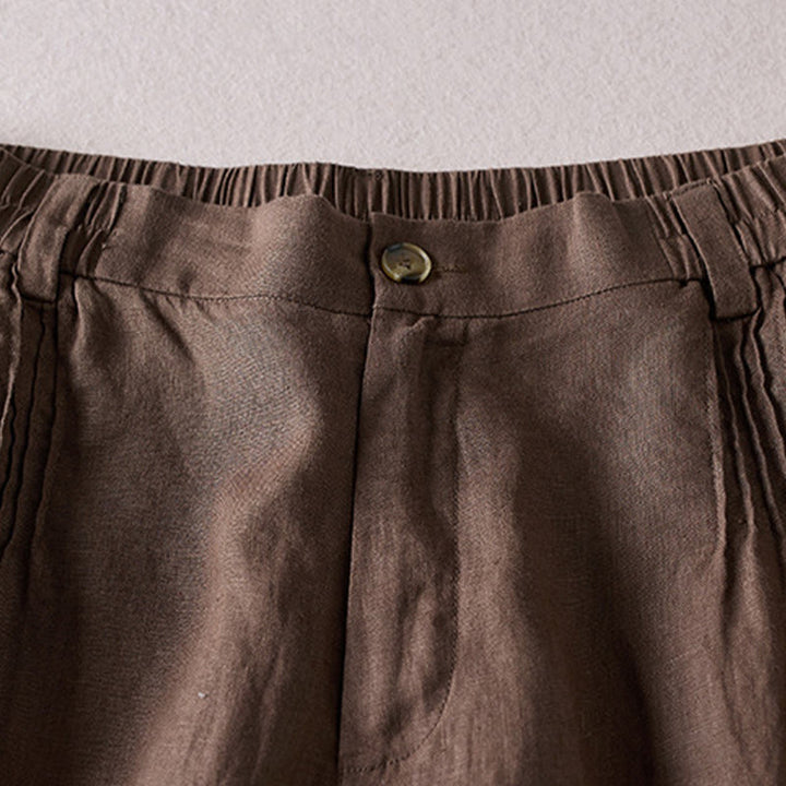 Buddha Stones Summer Daily Simple Wrinkle Design Pantaloncini da donna in cotone e lino con tasche
