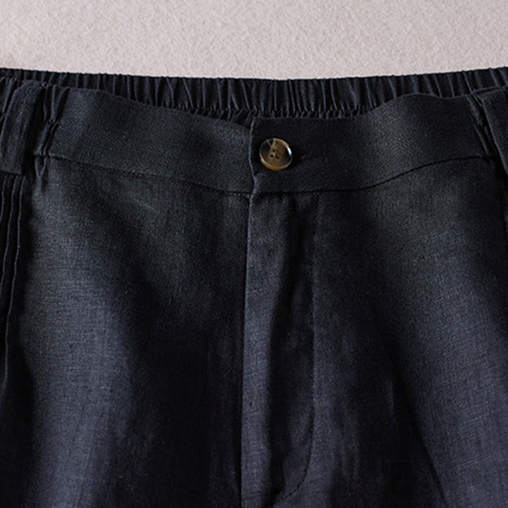 Buddha Stones Summer Daily Simple Wrinkle Design Pantaloncini da donna in cotone e lino con tasche