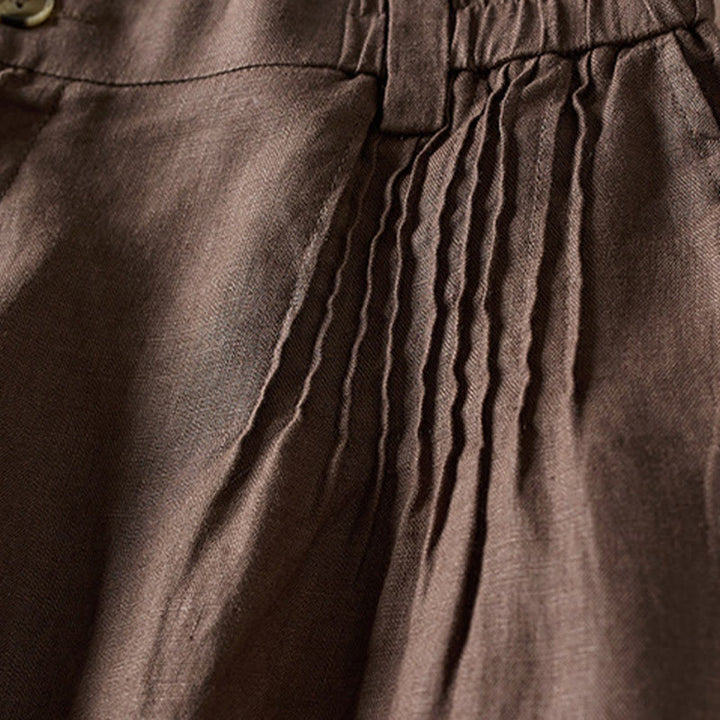 Buddha Stones Summer Daily Simple Wrinkle Design Pantaloncini da donna in cotone e lino con tasche
