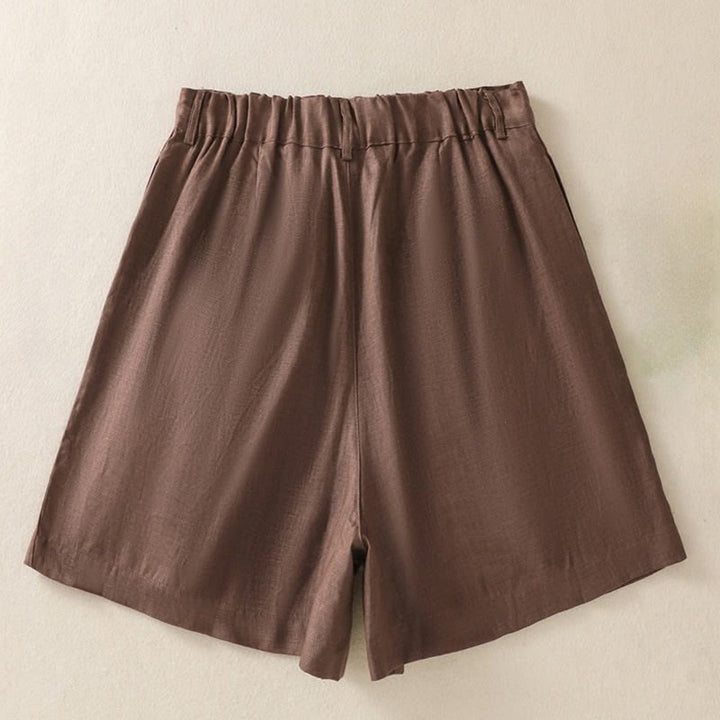 Pantaloncini da donna in lino di cotone puro colore estivo casual Buddha Stones con tasche - image 8