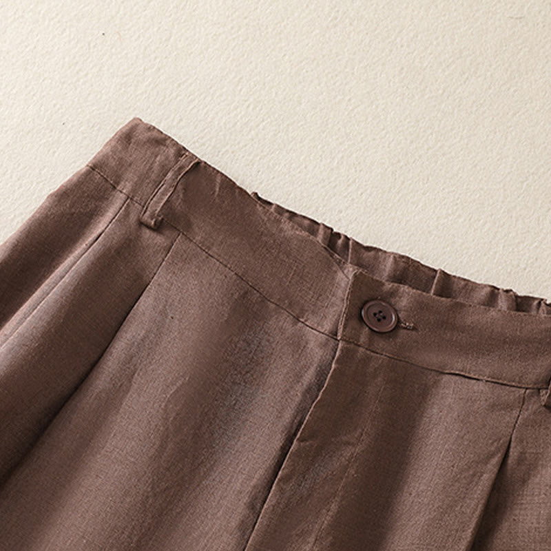Pantaloncini da donna in lino di cotone puro colore estivo casual Buddha Stones con tasche - image 11