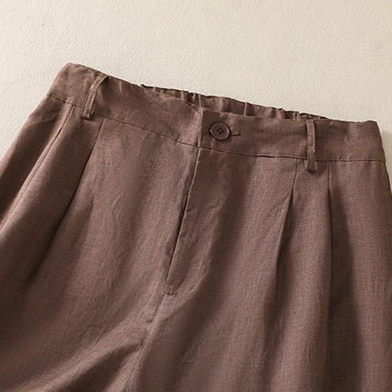 Pantaloncini da donna in lino di cotone puro colore estivo casual Buddha Stones con tasche - image 10