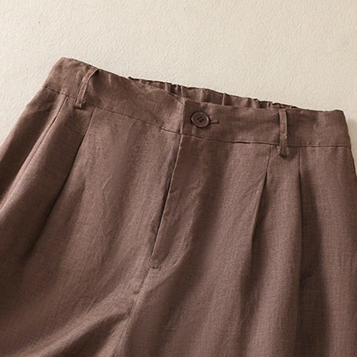 Pantaloncini da donna in lino di cotone puro colore estivo casual Buddha Stones con tasche - image 10