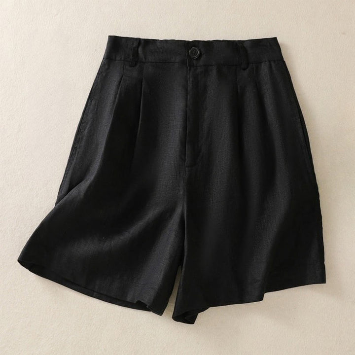 Pantaloncini da donna in lino di cotone puro colore estivo casual Buddha Stones con tasche - Nero - US8-10, UK/AU12-14, EU40-42 (2XL) - image 6