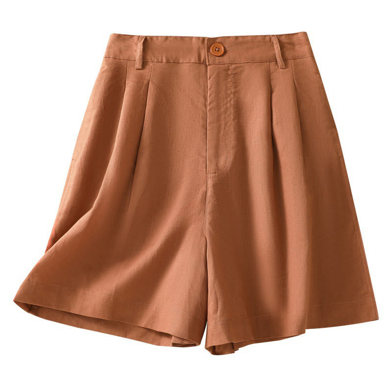 Pantaloncini da donna in lino di cotone puro colore estivo casual Buddha Stones con tasche - image 1