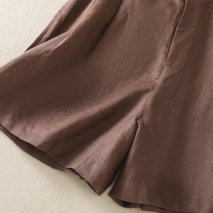 Pantaloncini da donna in lino di cotone puro colore estivo casual Buddha Stones con tasche - image 14