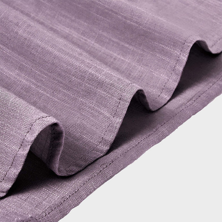 Camicia in cotone e lino con mezza abbottonatura, manica corta, tinta unita, estiva, da uomo, Buddha Stones
