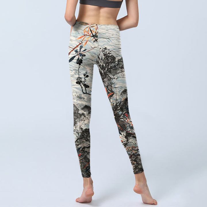 Leggings da palestra fitness con stampa Buddha Stones Waves Rocks Trees da donna Pantaloni da yoga - image 6