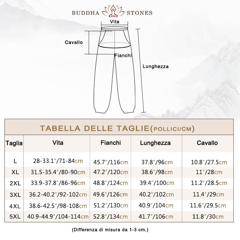 Pantaloni da uomo in lino con coulisse, casual, tinta unita, con tasche , Buddha Stones