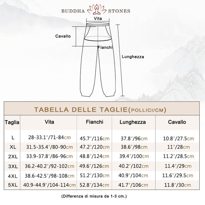 Pantaloni da uomo in lino con coulisse, casual, tinta unita, con tasche , Buddha Stones
