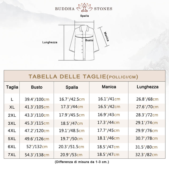 Camicia da uomo con maniche a tre quarti e bottoni frontali casual in tinta unita Buddha Stones - image 18