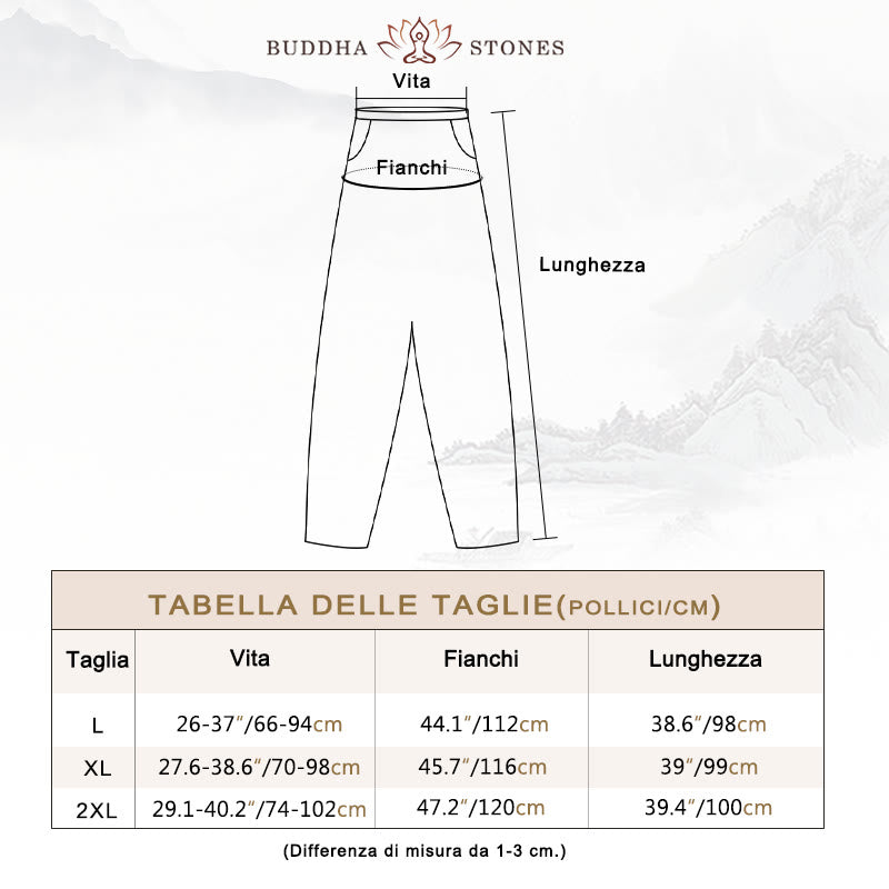 Pantaloni da donna in lino di cotone con tasche, casual, tinta unita, con elastico in vita , Buddha Stones - image 6