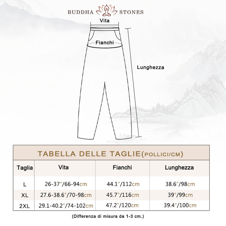 Pantaloni da donna in lino di cotone con tasche, casual, tinta unita, con elastico in vita , Buddha Stones - image 6