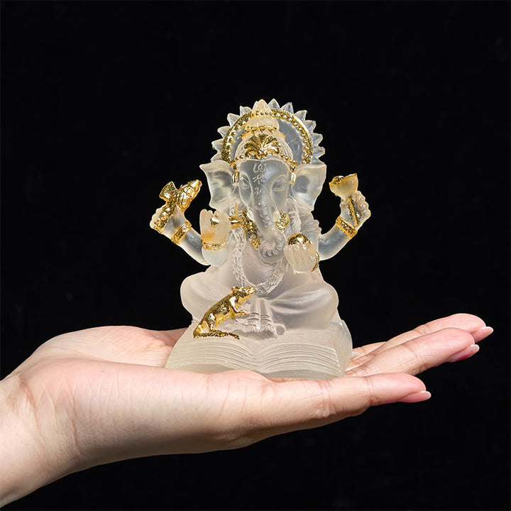 Buddha Stones trasparenti bianche Ganesh Ganpati Statua dell'elefante Protezione Decorazione della casa in resina - image 6