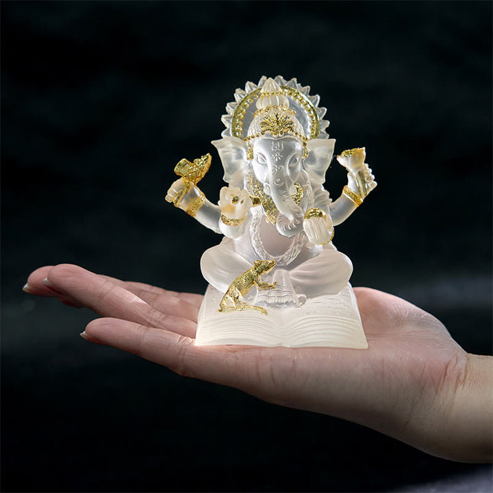 Buddha Stones trasparenti bianche Ganesh Ganpati Statua dell'elefante Protezione Decorazione della casa in resina - image 5