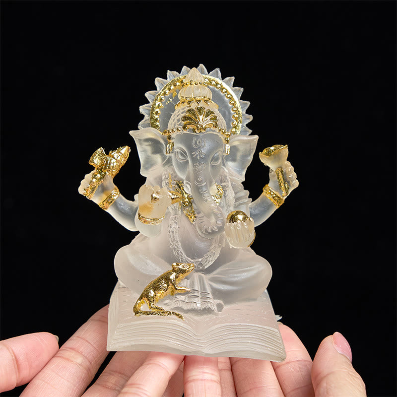 Buddha Stones trasparenti bianche Ganesh Ganpati Statua dell'elefante Protezione Decorazione della casa in resina