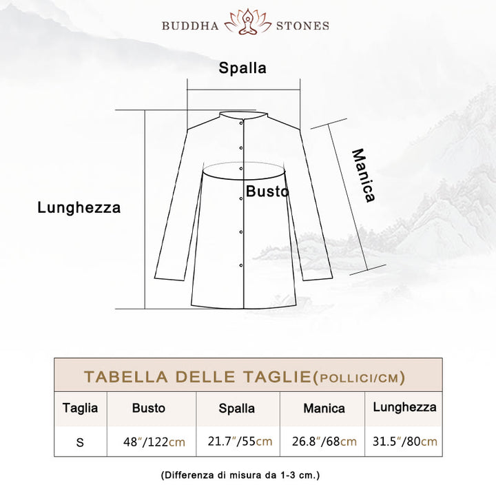 Buddha Stones Plain Long Sleeve Coat Jacket Top Pantaloni a gamba larga Zen Tai Chi Yoga Meditazione Abbigliamento - image 7