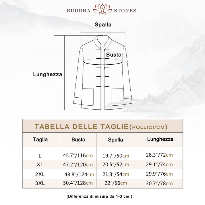 Buddha Stones 2 pezzi Tang Suit Drago Rana-bottone Uomo Manica Lunga Camicia Pantaloni Abbigliamento Set