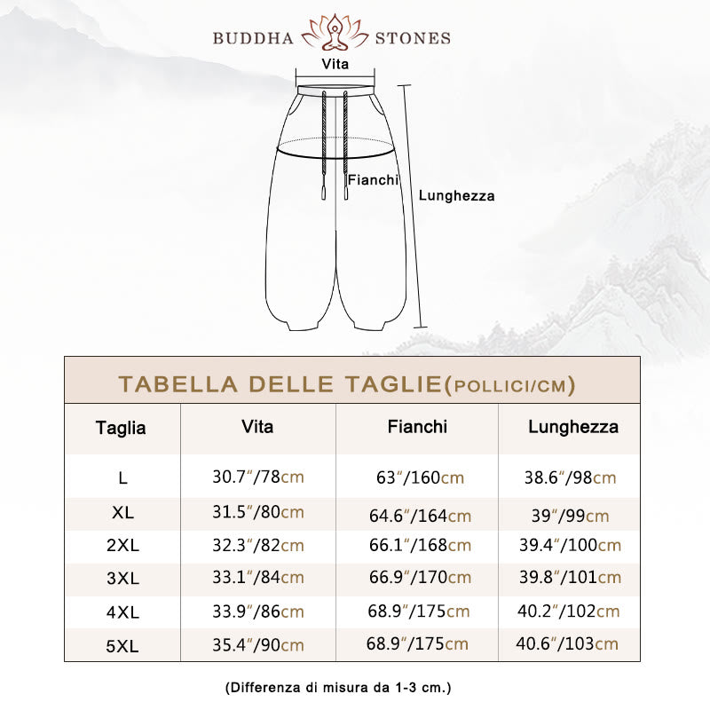 Pantaloni harem da uomo termici con coulisse in velluto a coste tinta unita Buddha Stones con tasche