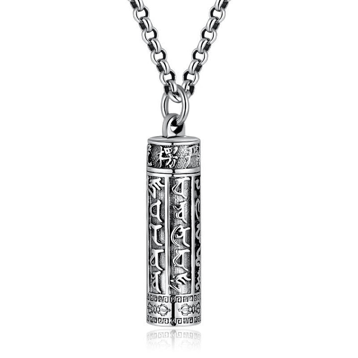 Buddha Stones Tibetano Om Mani Padme Hum Rame Placcato Argento Shurangama Mantra Vajra Modello Collana Pendente Pace - image 5